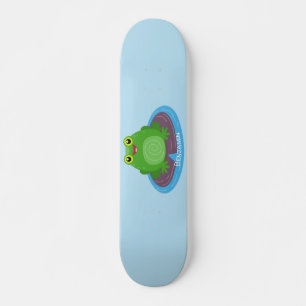 Toevallige groene kikker cartoon illustratie persoonlijk skateboard