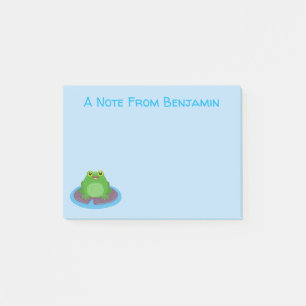 Toevallige groene kikker cartoon illustratie post-it® notes