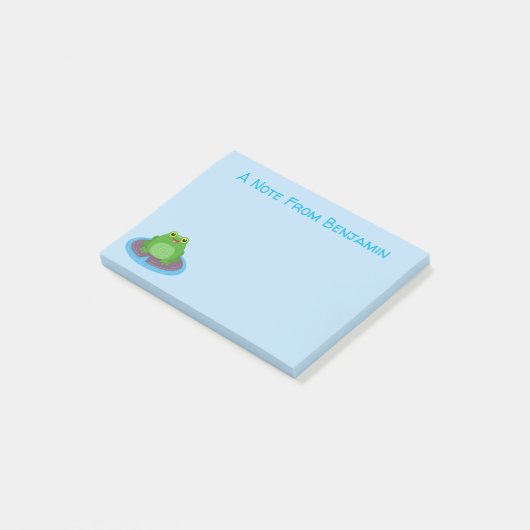 Toevallige groene kikker cartoon illustratie post-it® notes (Schuin)