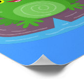 Toevallige groene kikker cartoon illustratie poster (Hoek)