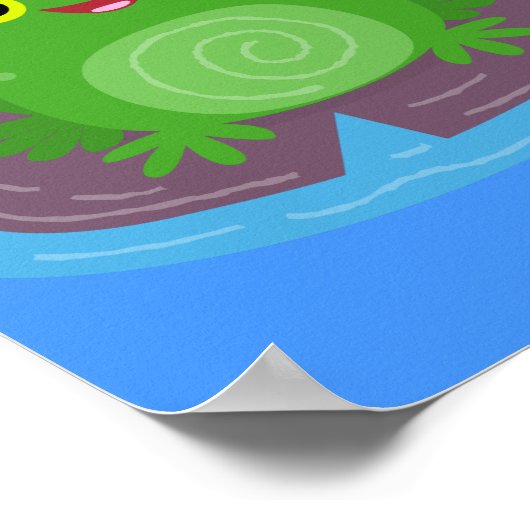 Toevallige groene kikker cartoon illustratie poster (Hoek)