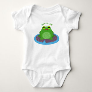 Toevallige groene kikker cartoon illustratie romper