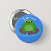 Toevallige groene kikker cartoon illustratie ronde button 5,7 cm (Voorkant /achterkant)