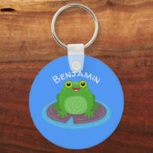 Toevallige groene kikker cartoon illustratie sleutelhanger (Voorkant)