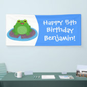 Toevallige groene kikker cartoon illustratie spandoek (Beurs)