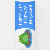 Toevallige groene kikker cartoon illustratie spandoek (Verticaal)