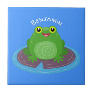 Toevallige groene kikker cartoon illustratie tegeltje