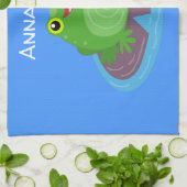 Toevallige groene kikker cartoon illustratie theedoek (Gevouwen)