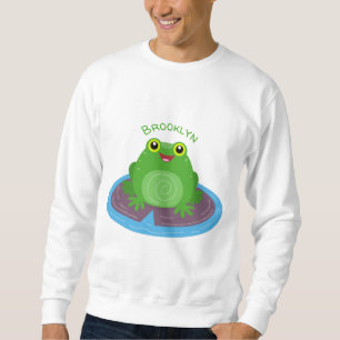 Toevallige groene kikker cartoon illustratie trui