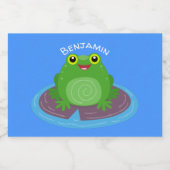 Toevallige groene kikker cartoon illustratie voedselcontainer etiket (Enkel label)