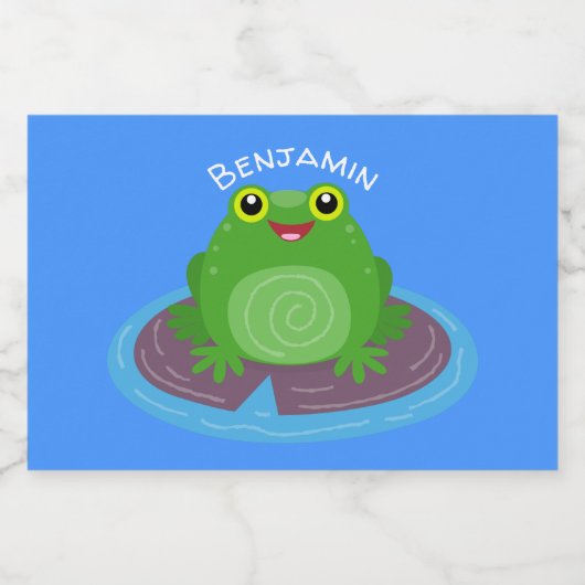 Toevallige groene kikker cartoon illustratie voedselcontainer etiket (Enkel label)