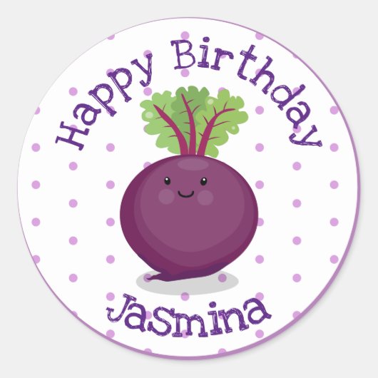 Toevallige illustratie van de paarse bietenteelt ronde sticker (Voorkant)