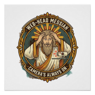 Toevallige Jezus Video Op Bedhead Ochtend Vergader Perfect Poster