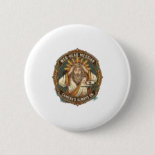 Toevallige Jezus Video Op Bedhead Ochtend Vergader Ronde Button 5,7 Cm
