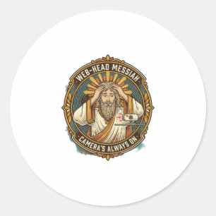 Toevallige Jezus Video Op Bedhead Ochtend Vergader Ronde Sticker