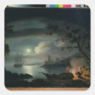 Toevallige mond door moonlight vierkante sticker