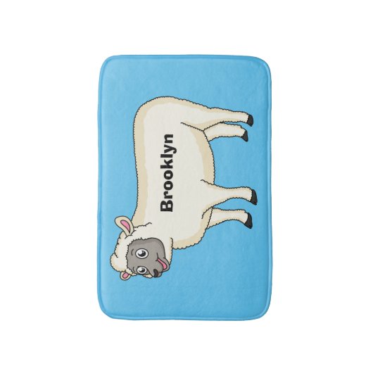 Toevallige schaapse cartoon badmat (Voorkant Verticaal)