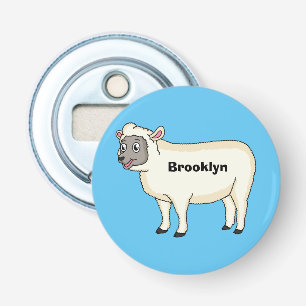 Toevallige schaapse cartoon button flesopener
