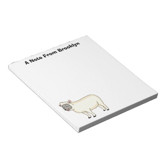 Toevallige schaapse cartoon notitieblok (Schuin)