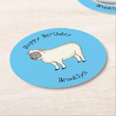 Toevallige schaapse cartoon ronde kartonnen onderzetter (Gebogen)