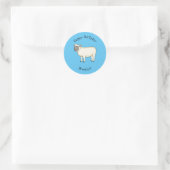 Toevallige schaapse cartoon ronde sticker (Tas)