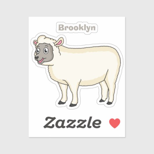 Toevallige schaapse cartoon sticker (Vel)