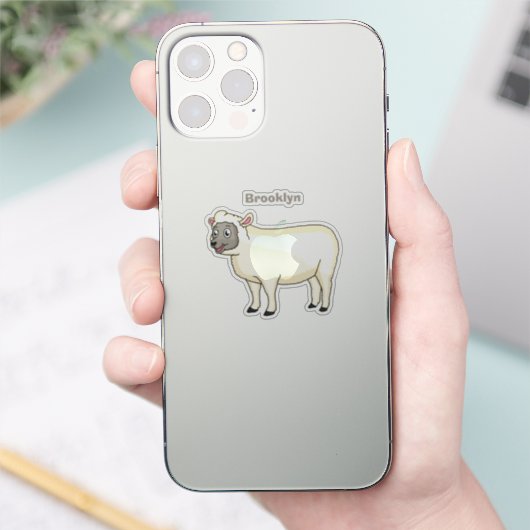 Toevallige schaapse cartoon sticker (Telefoon)