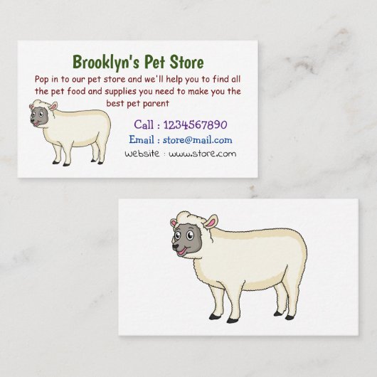 Toevallige schaapse cartoon visitekaartje (Voorkant / Achterkant)