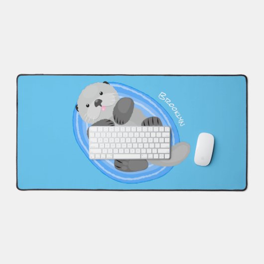 Toevallige zee otter cartoon illustratie bureaumat (Keyboard & Muis)