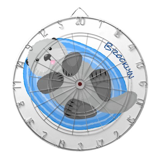Toevallige zee otter cartoon illustratie dartbord (Voorkant)