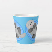 Toevallige zee otter cartoon illustratie latte mok (Voorkant)
