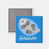 Toevallige zee otter cartoon illustratie magneet (Voorkant / Achterkant)