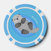 Toevallige zee otter cartoon illustratie poker chips (Achterkant)