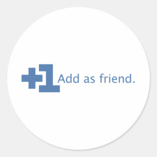 Toevoegen als vriend - Plus één (blauw) Ronde Sticker