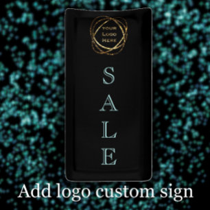 Toevoegen Business Logo / Elegant Simple Aqua Blac Spandoek