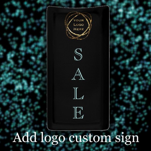 Toevoegen Business Logo / Elegant Simple Aqua Blac Spandoek