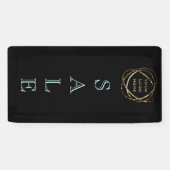 Toevoegen Business Logo / Elegant Simple Aqua Blac Spandoek (Horizontaal)