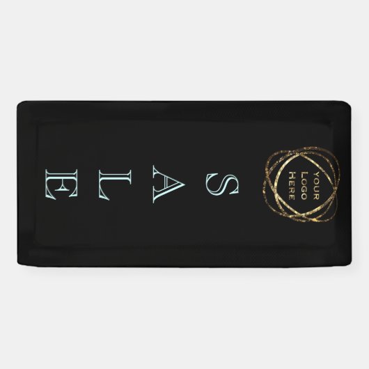 Toevoegen Business Logo / Elegant Simple Aqua Blac Spandoek (Horizontaal)