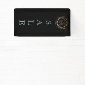 Toevoegen Business Logo / Elegant Simple Aqua Blac Spandoek (Insitu)