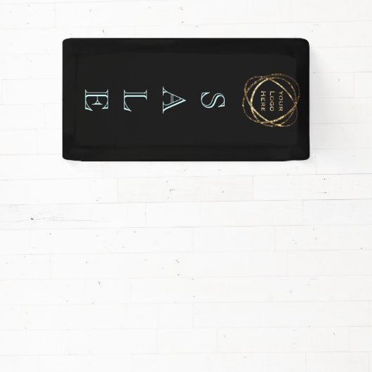 Toevoegen Business Logo / Elegant Simple Aqua Blac Spandoek (Insitu)