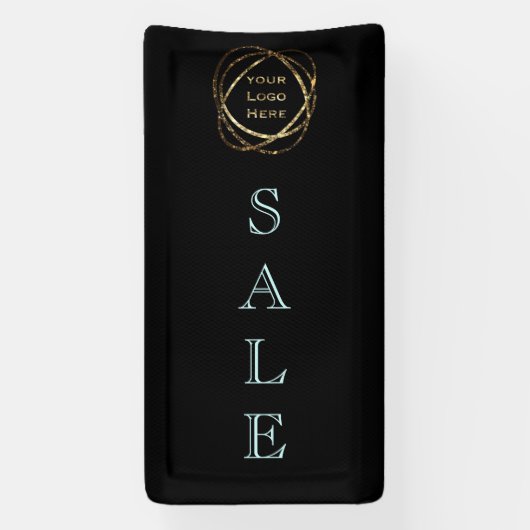 Toevoegen Business Logo / Elegant Simple Aqua Blac Spandoek (Verticaal)