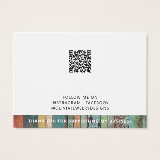 Toevoegen Business Logo QR Code Sieraden Display K Visitekaartje (Achterkant)