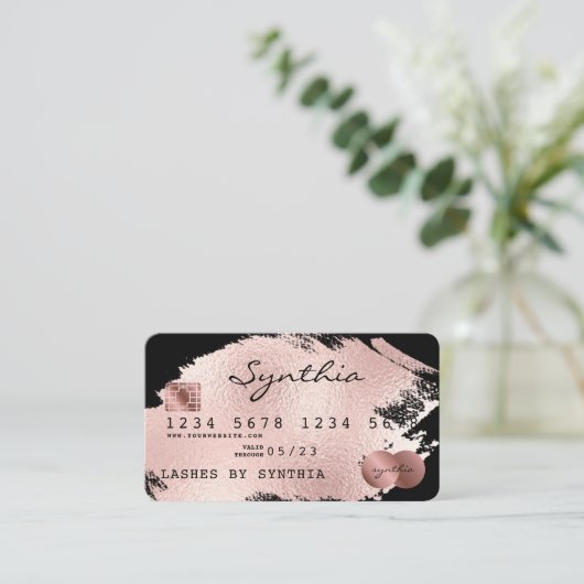 Toevoegen Jouw naam Credit Kaart Styled Roos Gold  Visitekaartje (Staand voorkant)