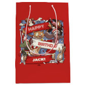 Toevoegen Jouw naam Happy Birthday Animal Fans Car Medium Cadeauzakje (Voorkant)