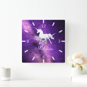 TOEVOEGEN JOUW NAAM/Paarse ruimte-eenheid Vierkante Klok (Huis)