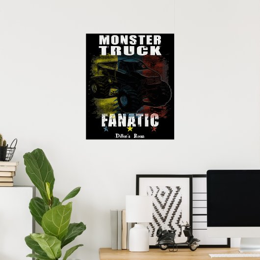 TOEVOEGEN JOUW TEKST BOYS ROOM MONSTER TRUCK POSTER (Thuiskantoor)