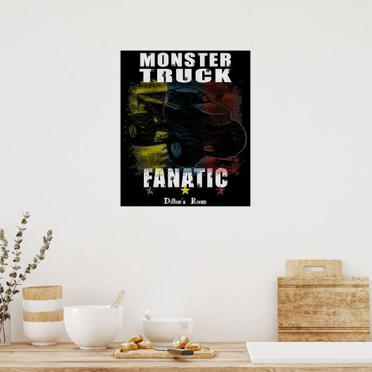 TOEVOEGEN JOUW TEKST BOYS ROOM MONSTER TRUCK POSTER (Keuken)