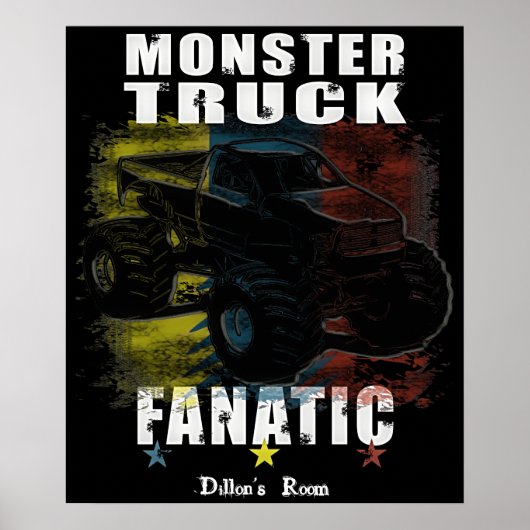TOEVOEGEN JOUW TEKST BOYS ROOM MONSTER TRUCK POSTER (Voorkant)