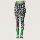 Toevoegen jouw tekst l Dierenprint l Zwart Rood Gr Leggings (Voorkant)