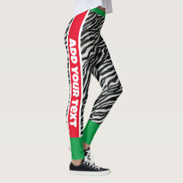 Toevoegen jouw tekst l Dierenprint l Zwart Rood Gr Leggings